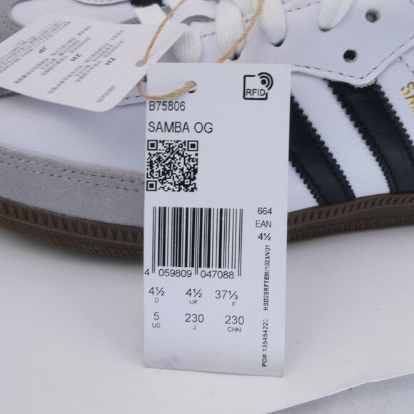 adidas Originals Women's US 6 Samba OG Trainers Youth 5 White/Black Men's US 5 - Picture 3 of 9